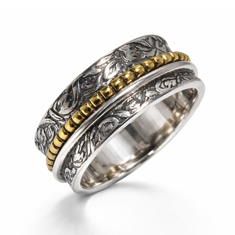 Floral Engraved Spinner Ring